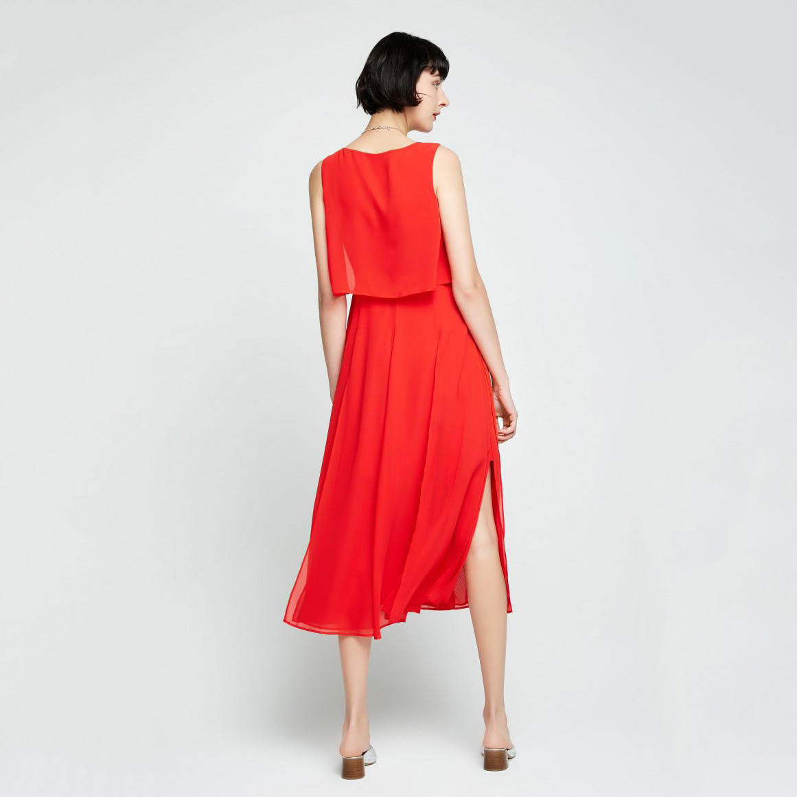 OEM Orange Pure Color Women Dress